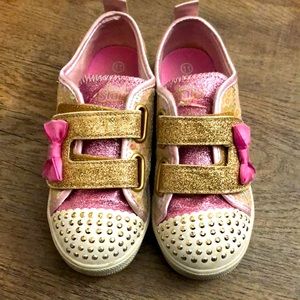 Skechers girls light up sneakers PINK and GOLD 11